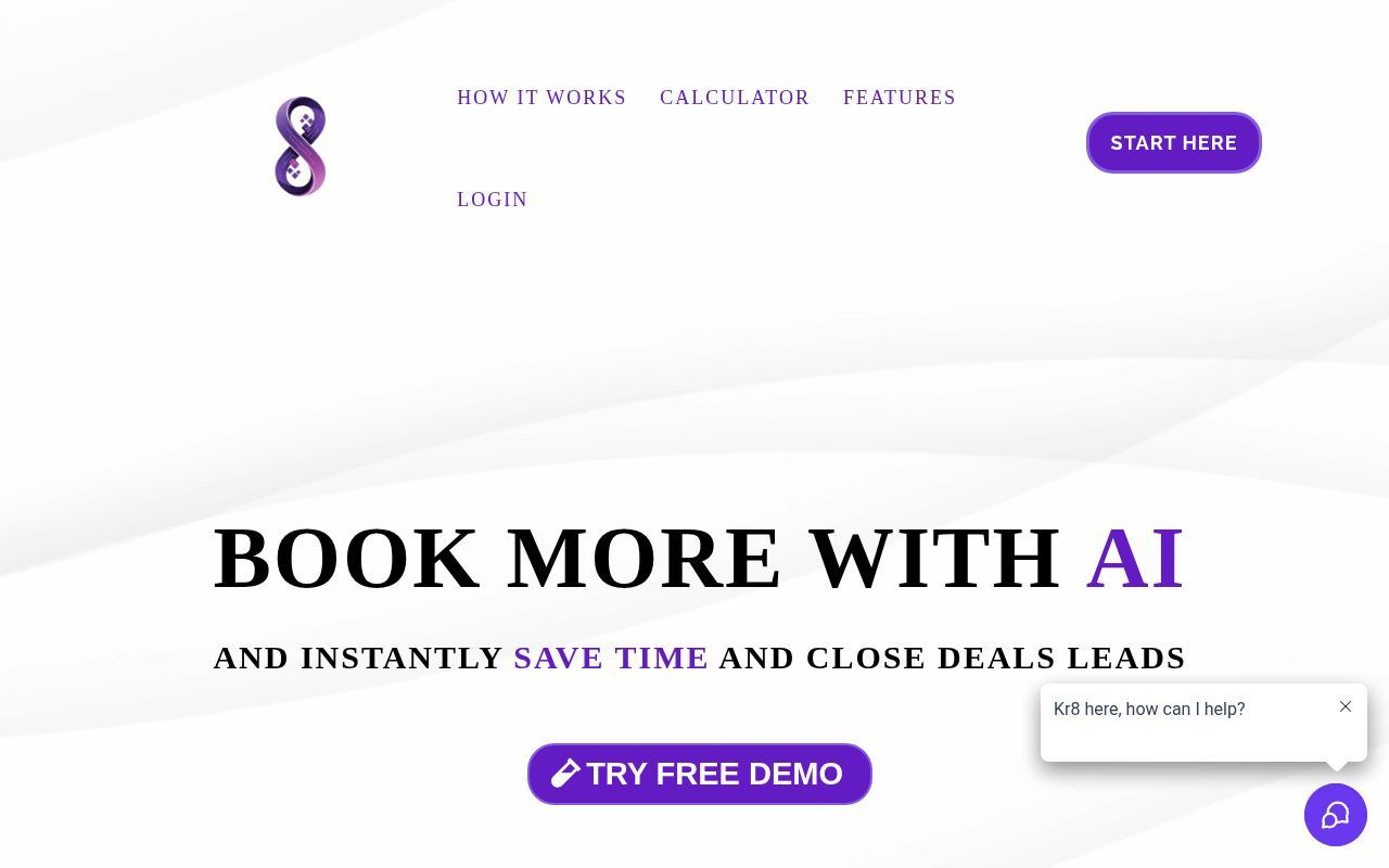 Homepage screenshot of kravekr8.com