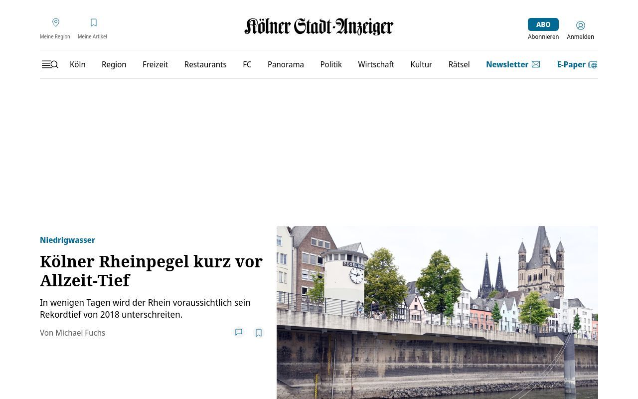 Homepage screenshot of ksta.de