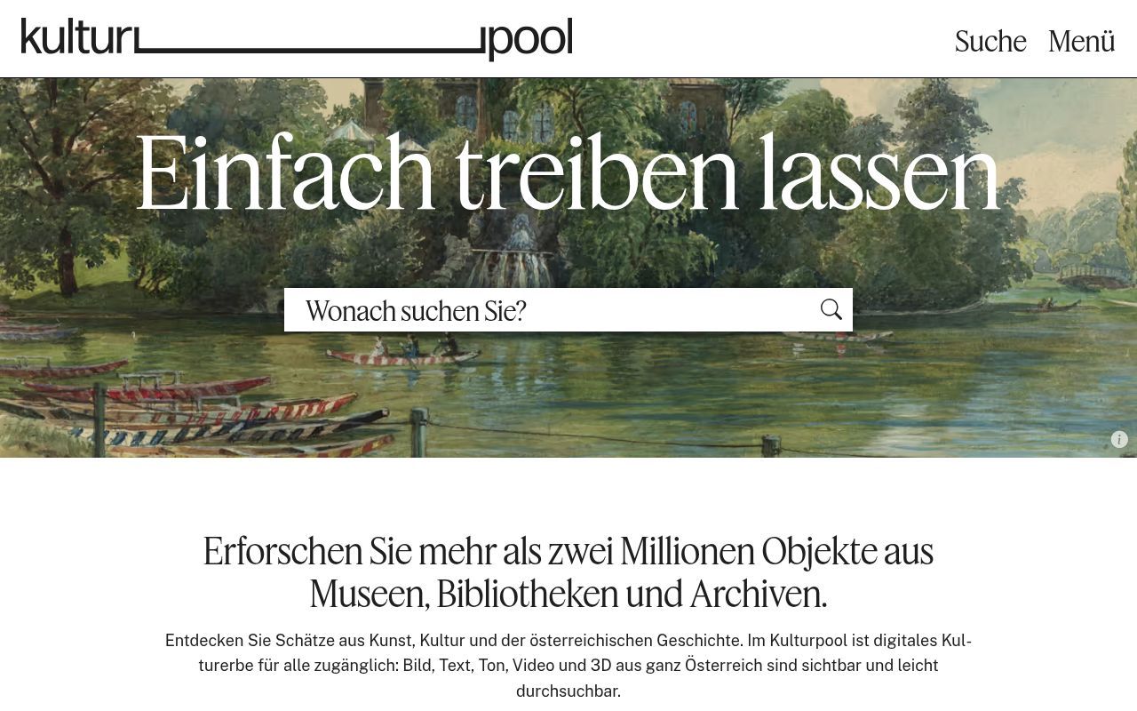 Homepage screenshot of kulturpool.at