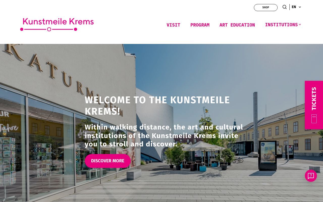 Homepage screenshot of kunstmeile.at
