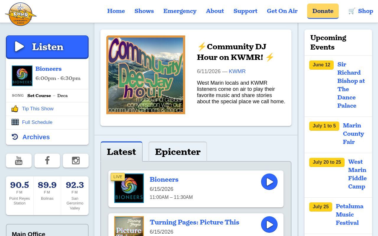 Homepage screenshot of kwmr.org
