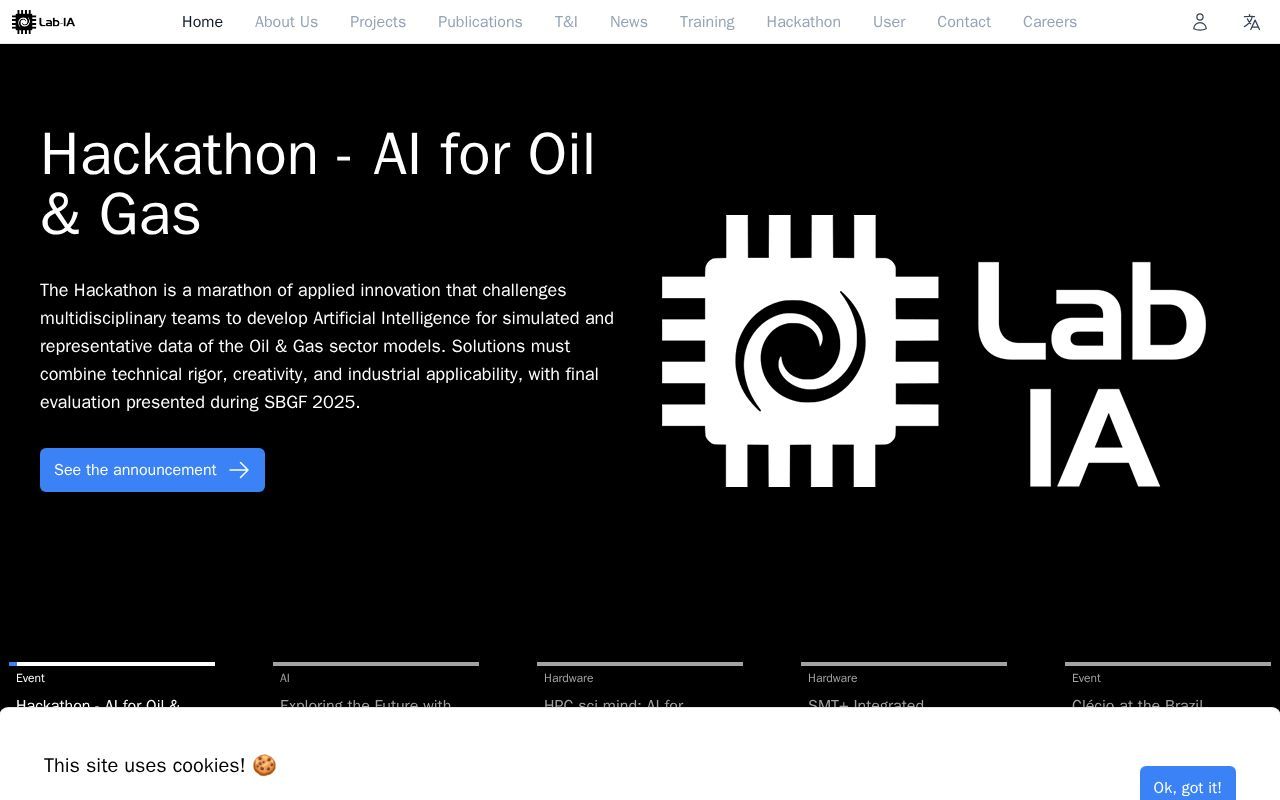 Homepage screenshot of labia.cbpf.br