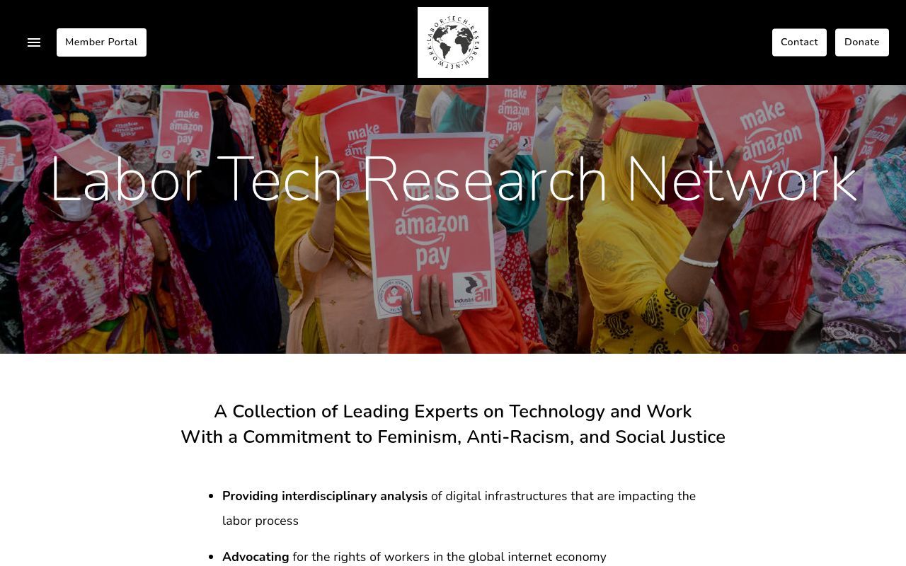 Homepage screenshot of labortechresearchnetwork.org
