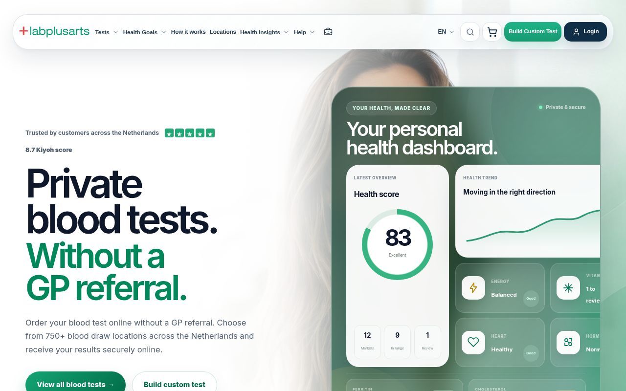 Homepage screenshot of labplusarts.nl