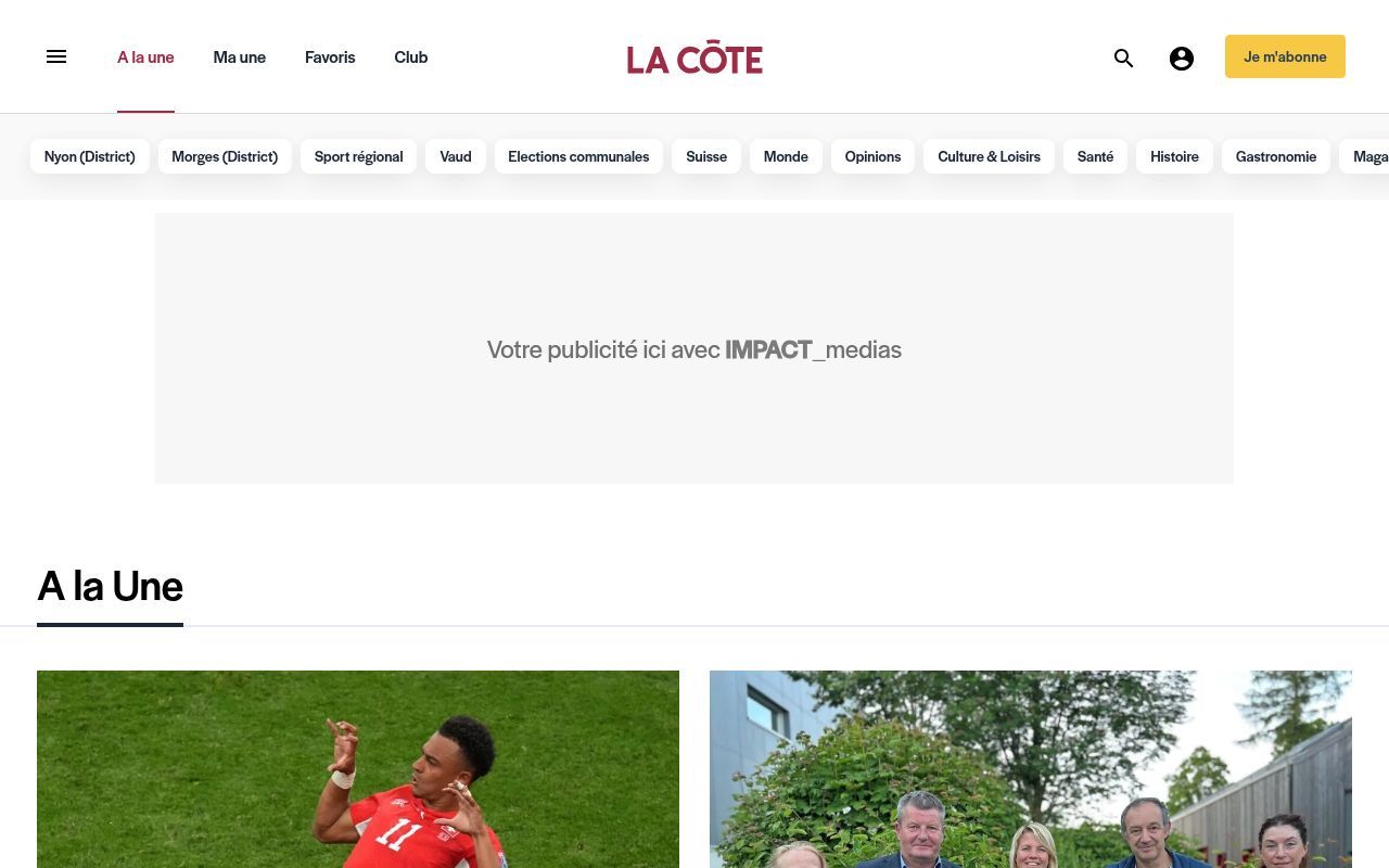 Homepage screenshot of lacote.ch