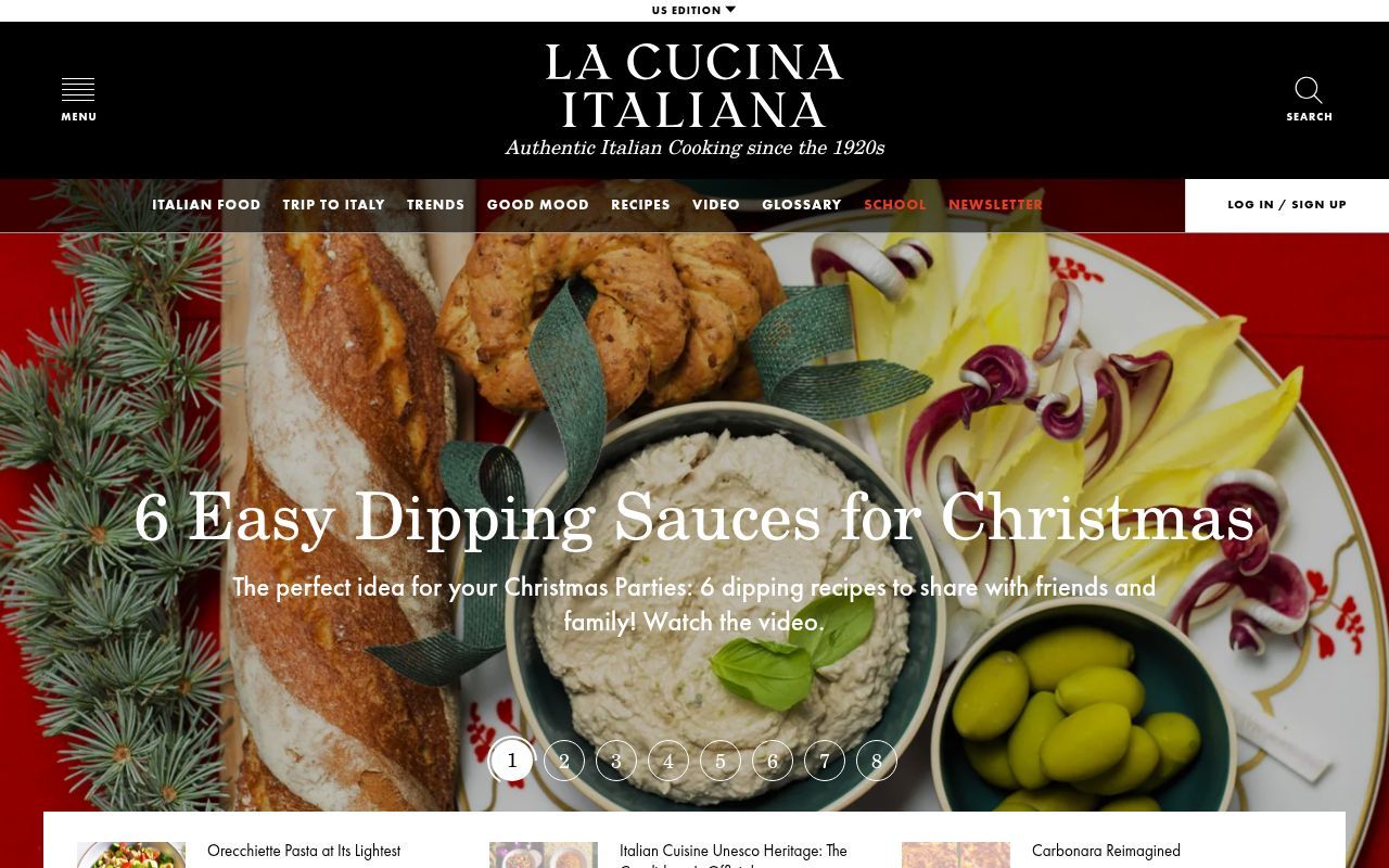Homepage screenshot of lacucinaitaliana.com