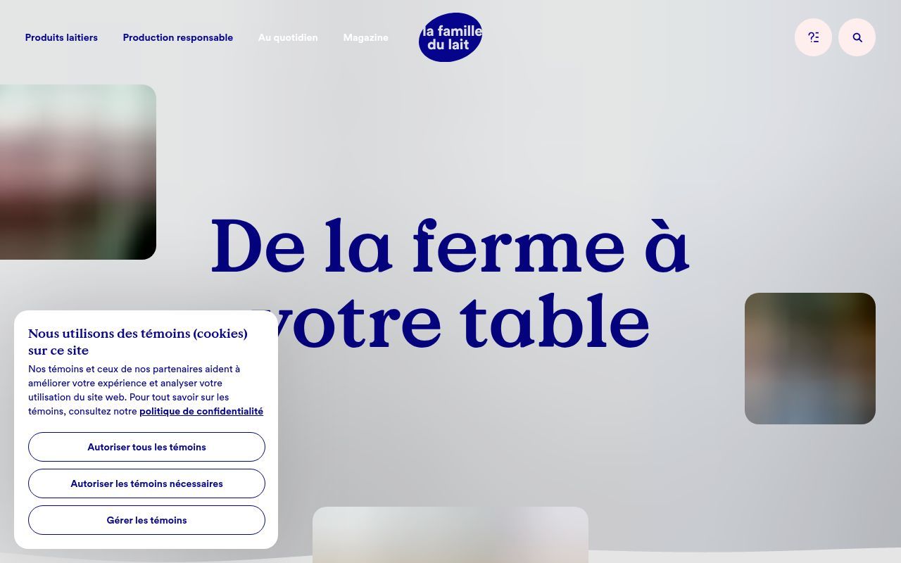 Homepage screenshot of lafamilledulait.com