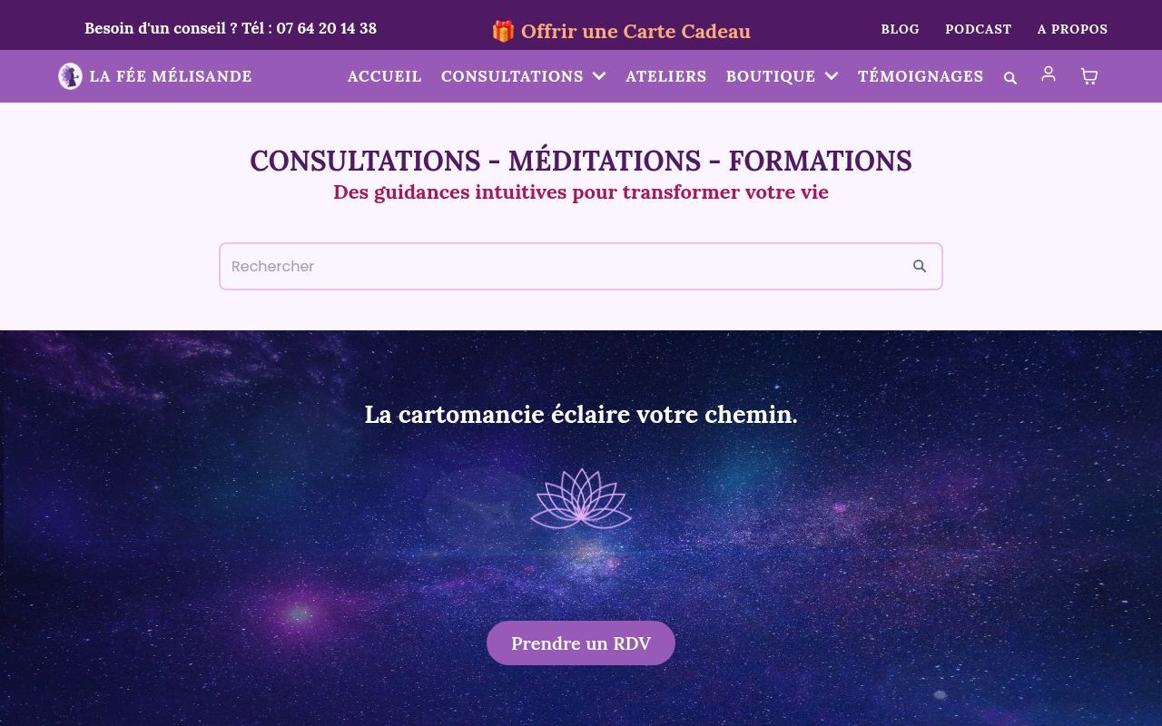 Homepage screenshot of lafeemelisande.com