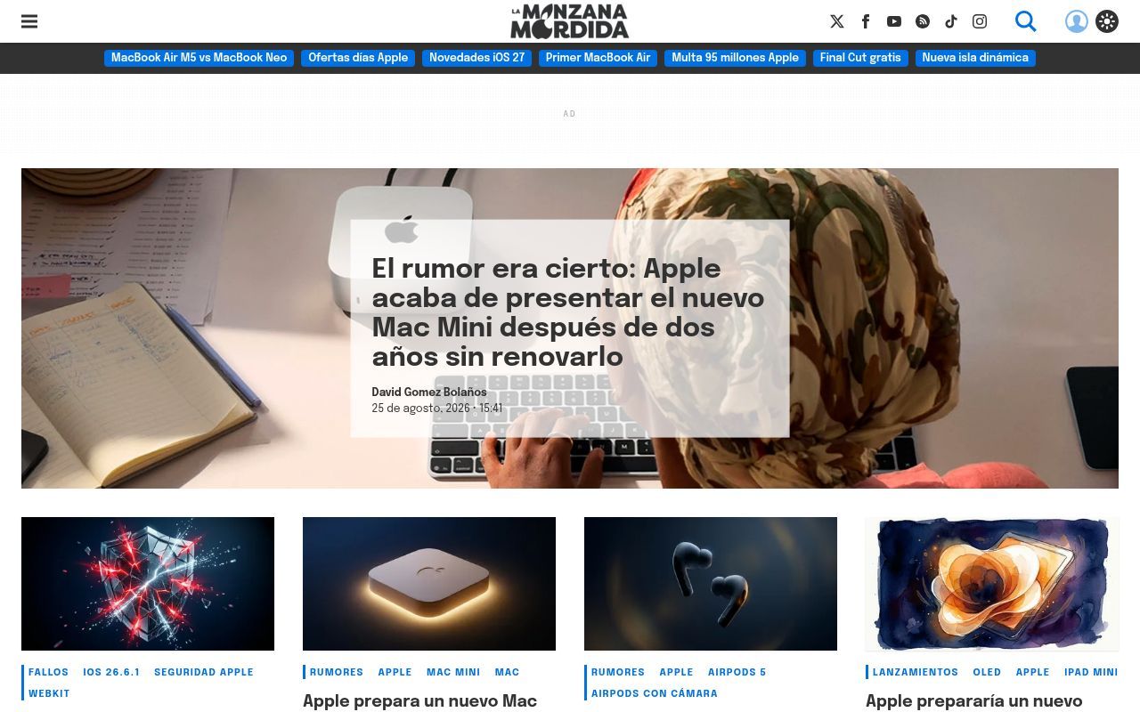 Homepage screenshot of lamanzanamordida.net