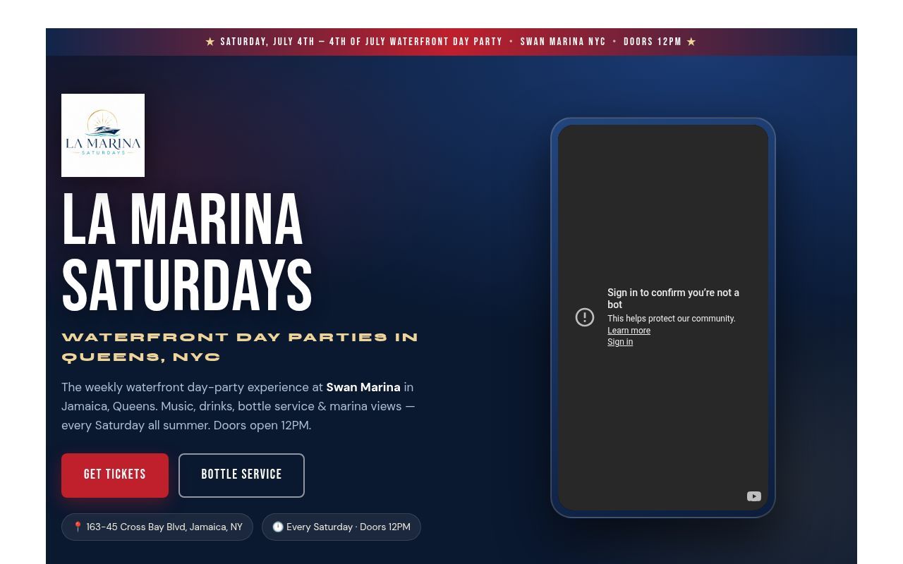 Homepage screenshot of lamarinasaturdays.com