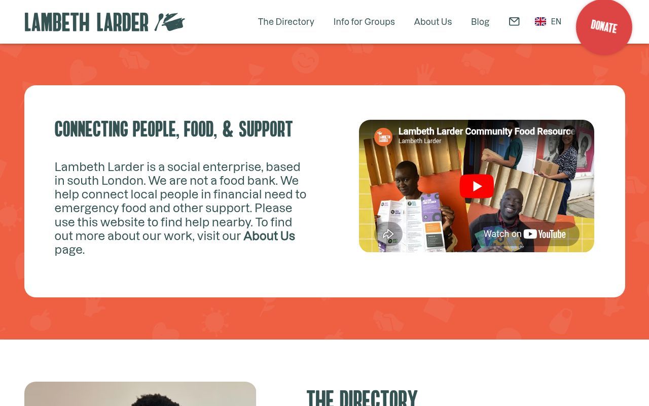 Homepage screenshot of lambethlarder.org