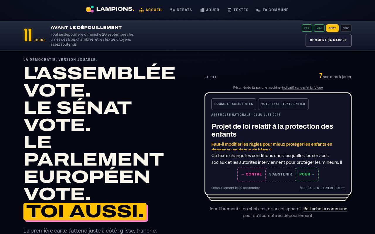 Homepage screenshot of lampions.org