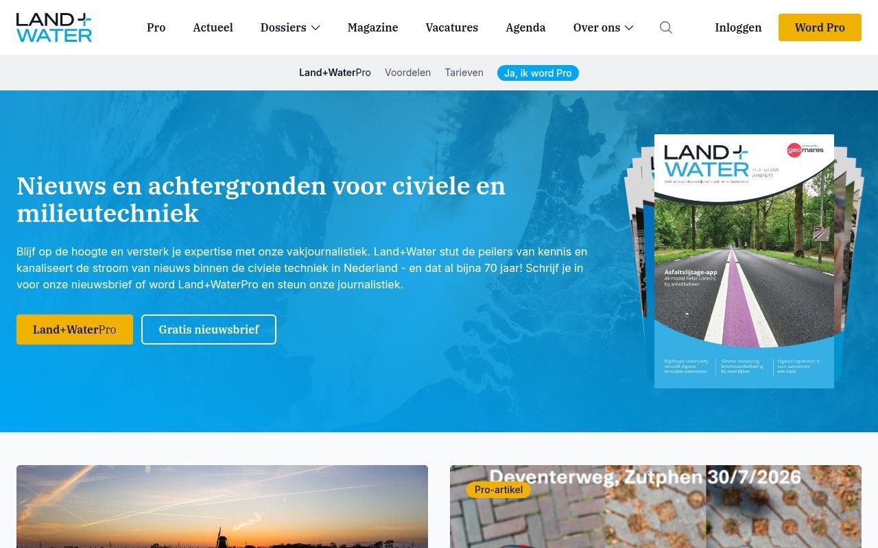 Homepage screenshot of landenwater.nl