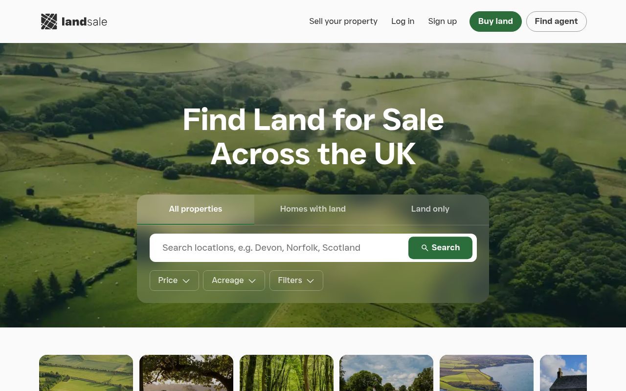 Homepage screenshot of landsale.co.uk