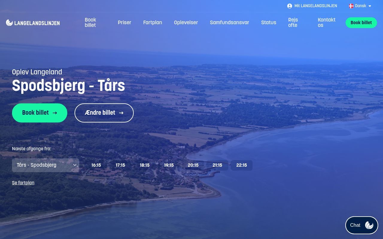 Homepage screenshot of langelandslinjen.dk