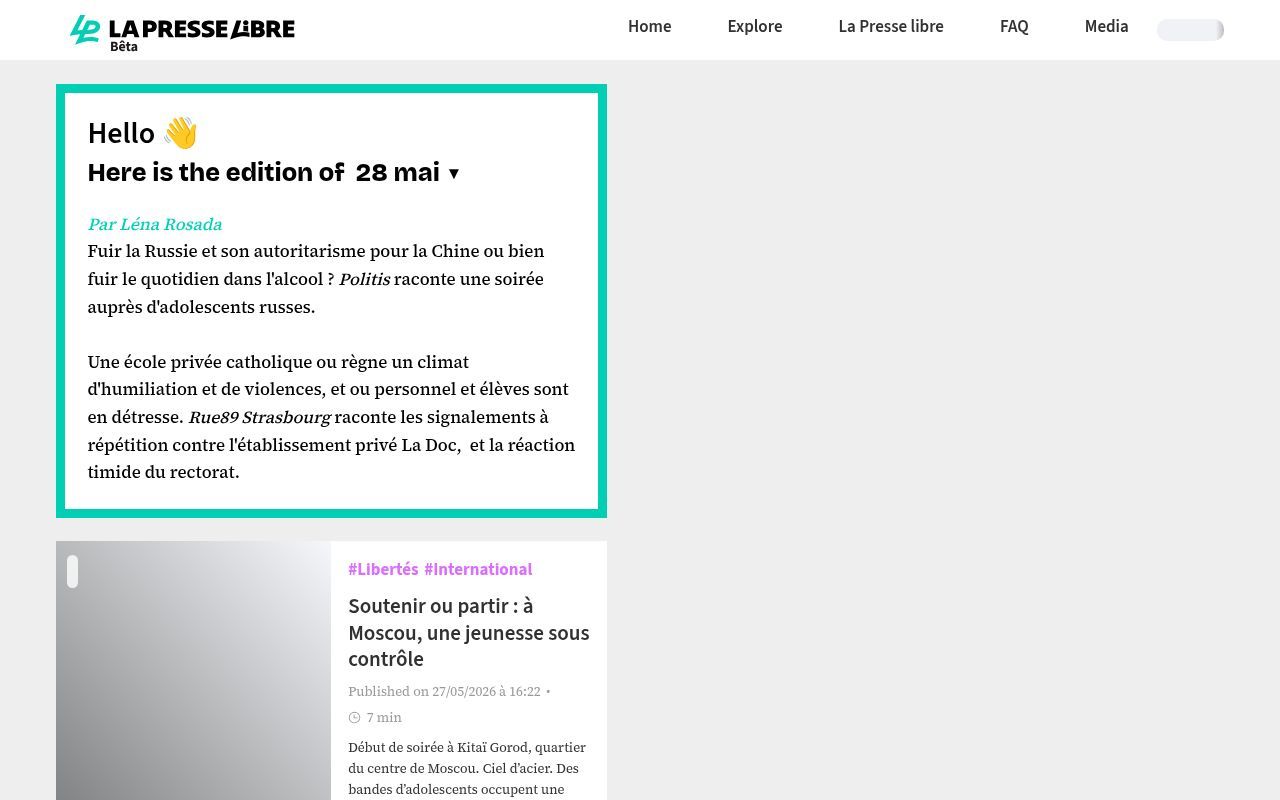 Homepage screenshot of lapresselibre.info