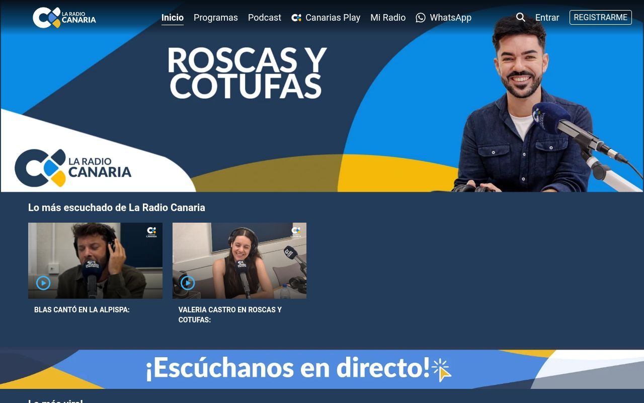 Homepage screenshot of laradiocanaria.com