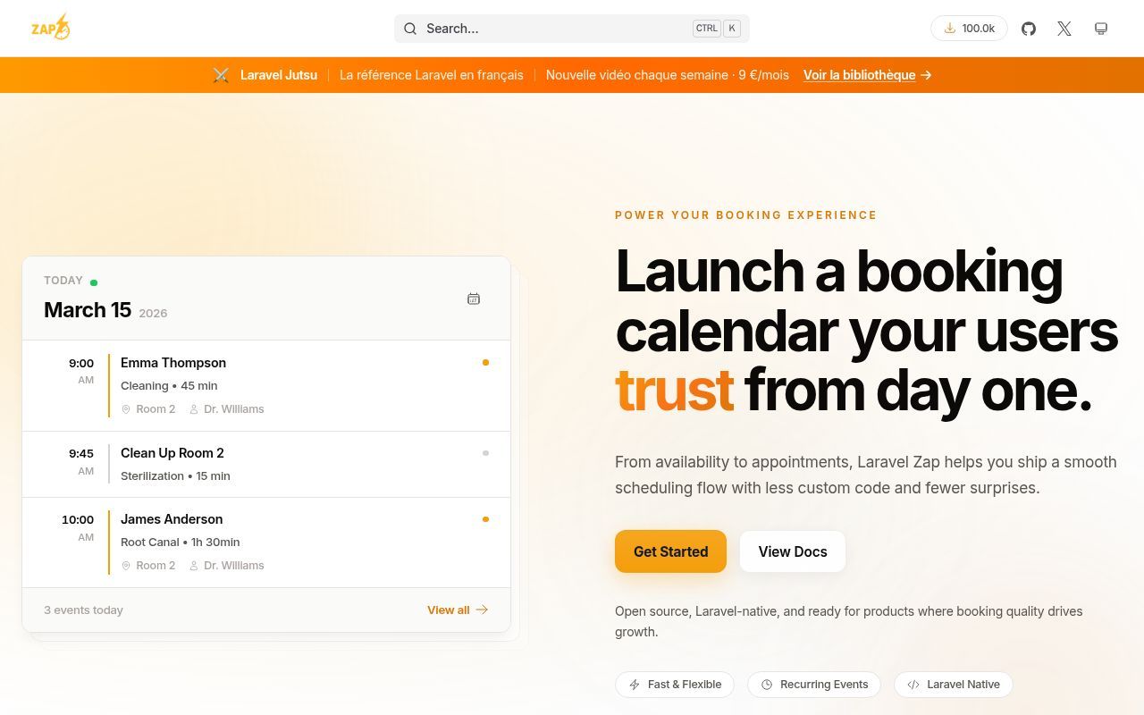 Homepage screenshot of laravel-zap.com