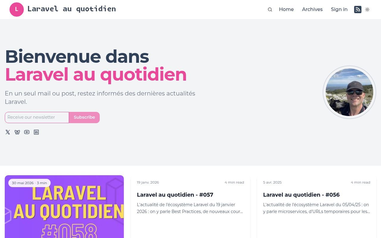 Homepage screenshot of laravelauquotidien.writizzy.com