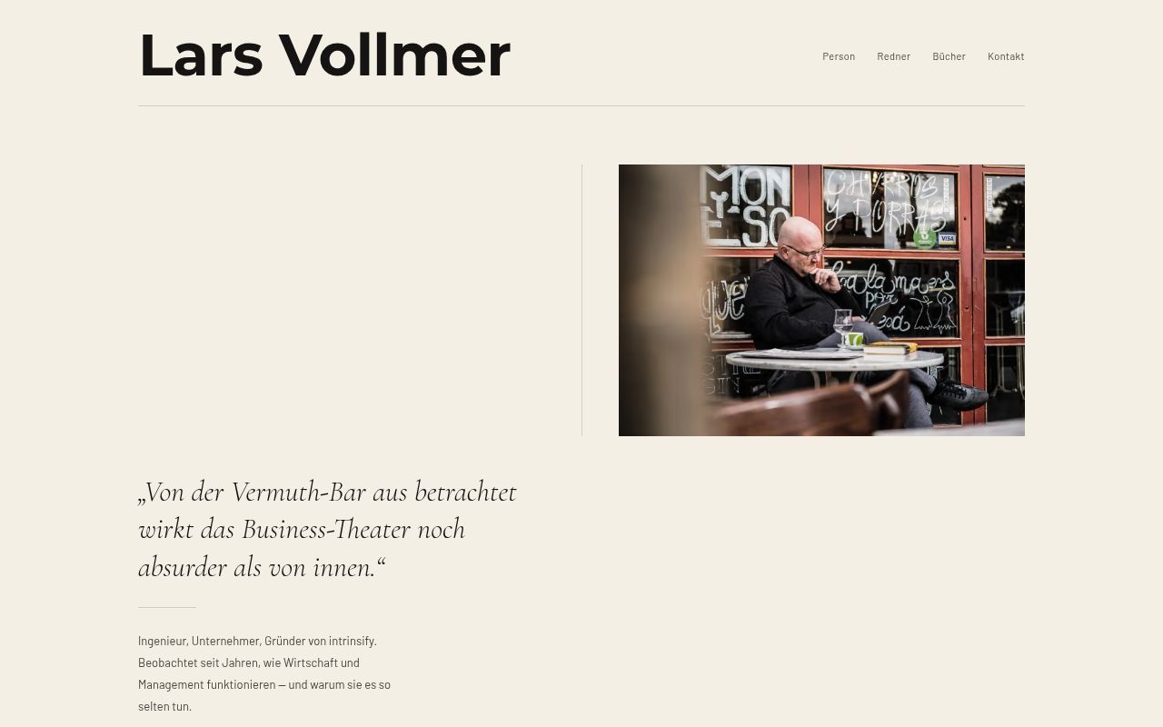Homepage screenshot of larsvollmer.com