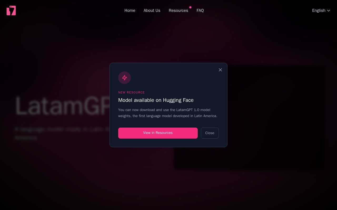 Homepage screenshot of latamgpt.org