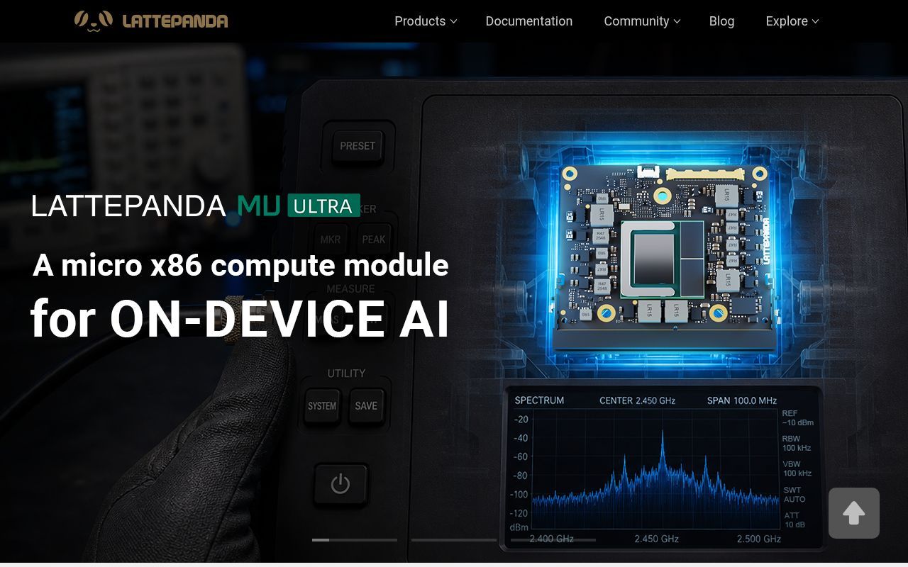 Homepage screenshot of lattepanda.com