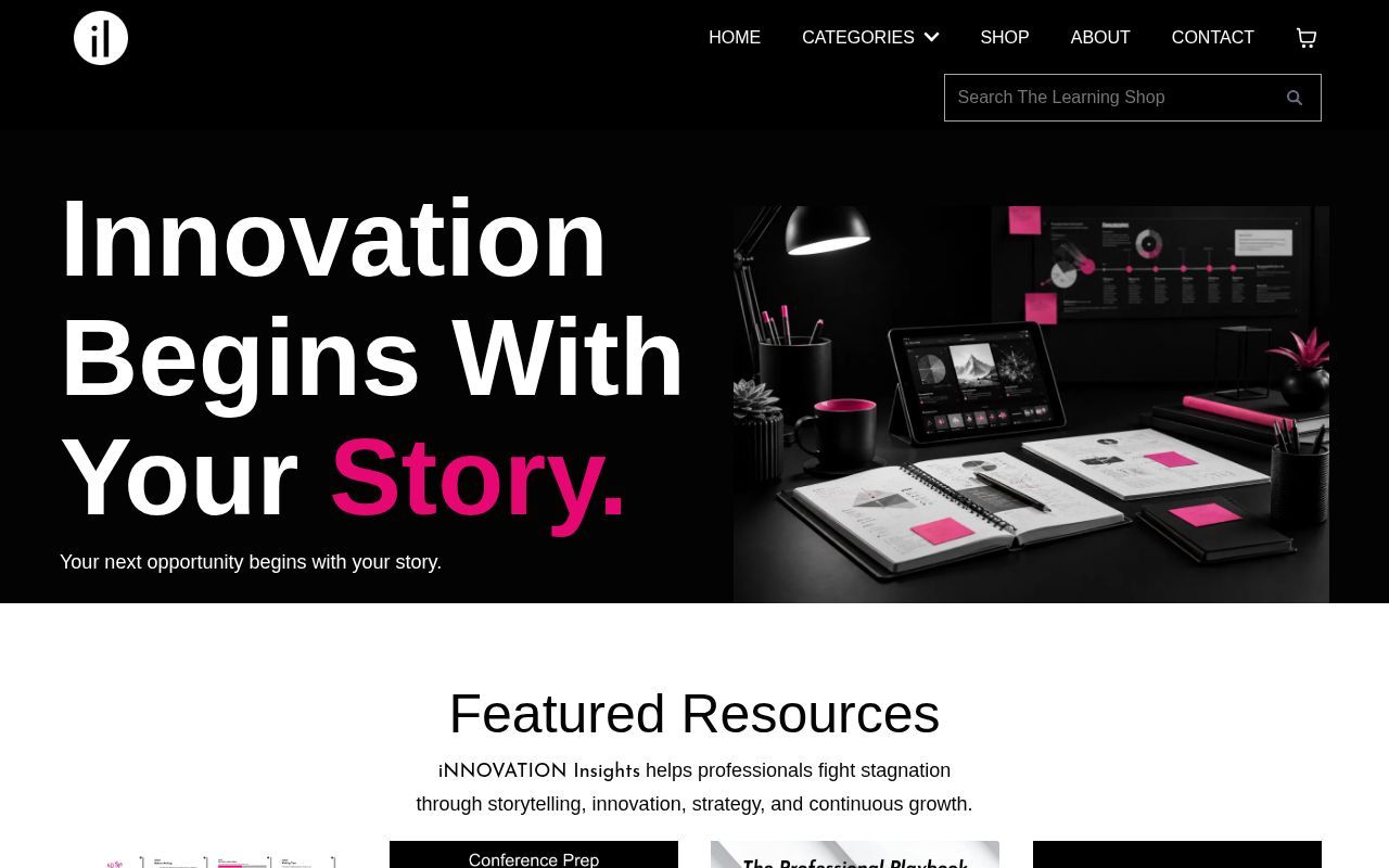 Homepage screenshot of learning-shop.innovation-and-insights.com