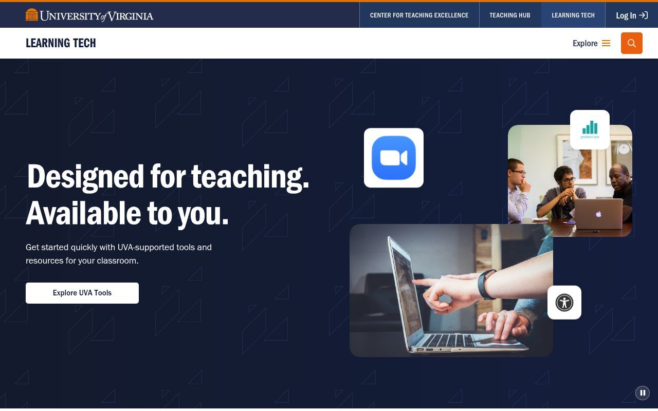 Homepage screenshot of learningtech.virginia.edu