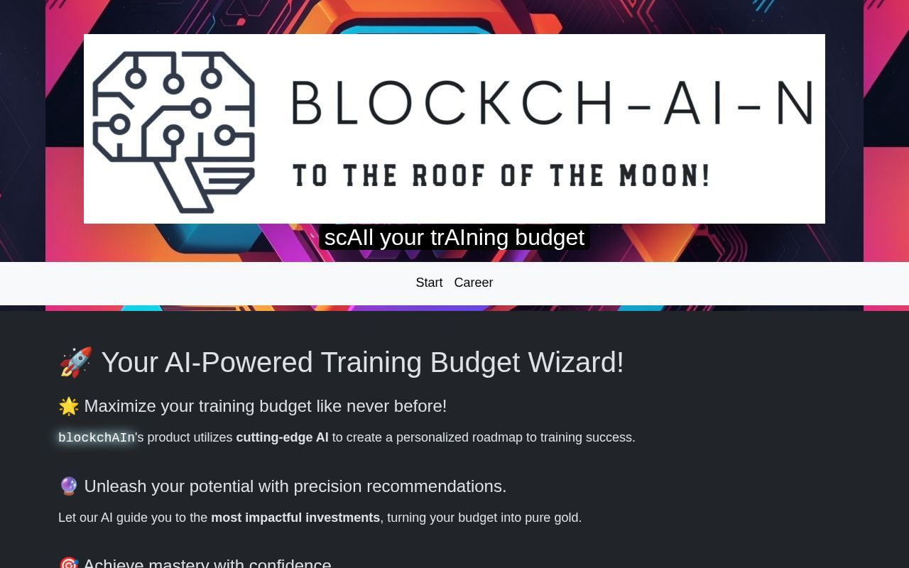 Homepage screenshot of legit-blockchain-ai.company