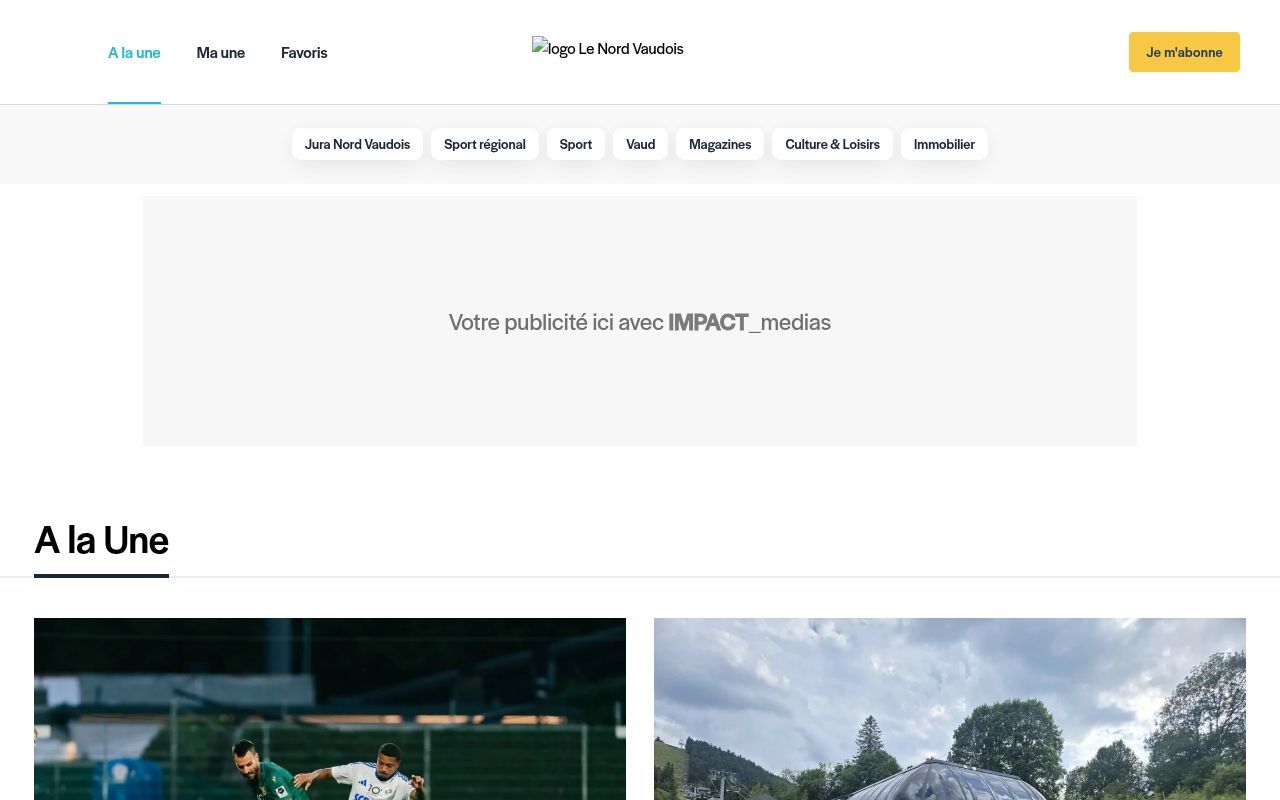 Homepage screenshot of lenordvaudois.ch