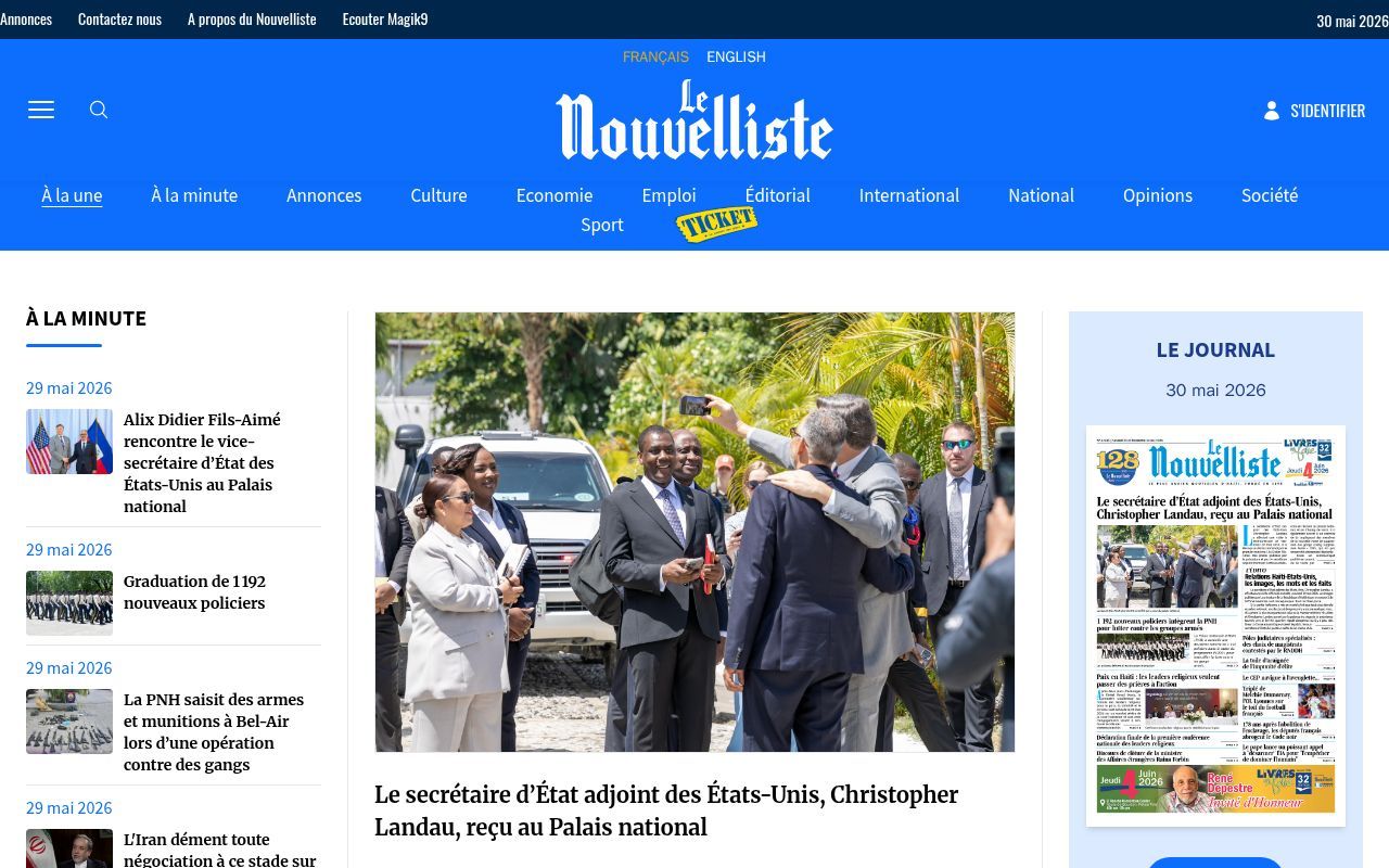 Homepage screenshot of lenouvelliste.com