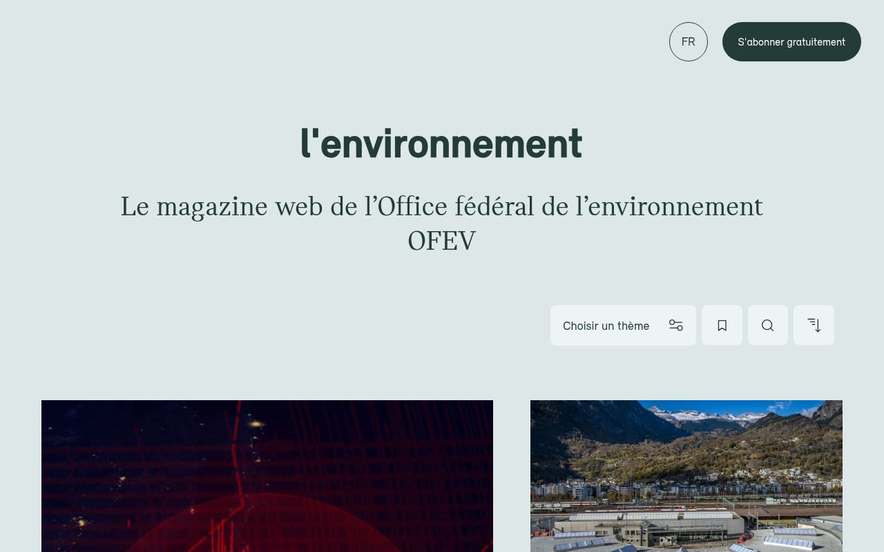 Homepage screenshot of lenvironnement.ch