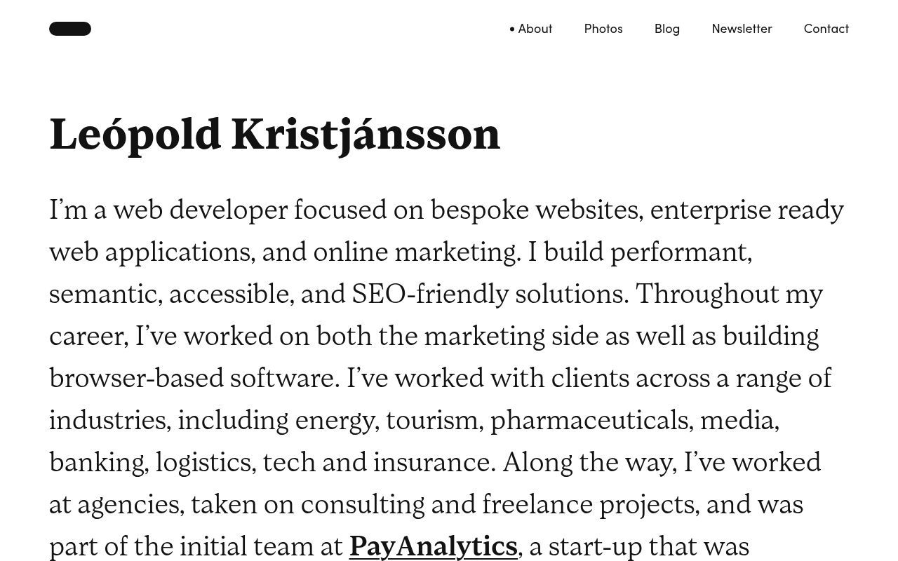 Homepage screenshot of leopold.is