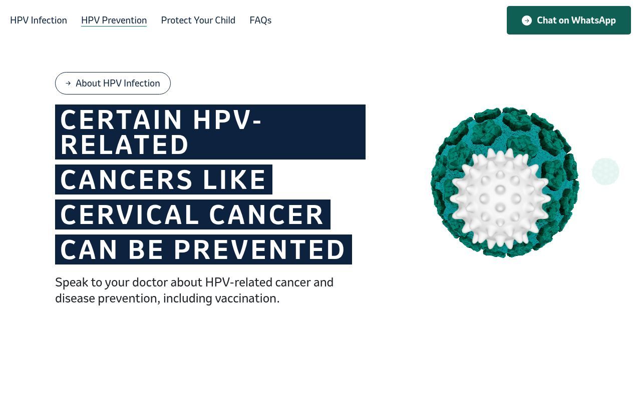 Homepage screenshot of letsfighthpv.com