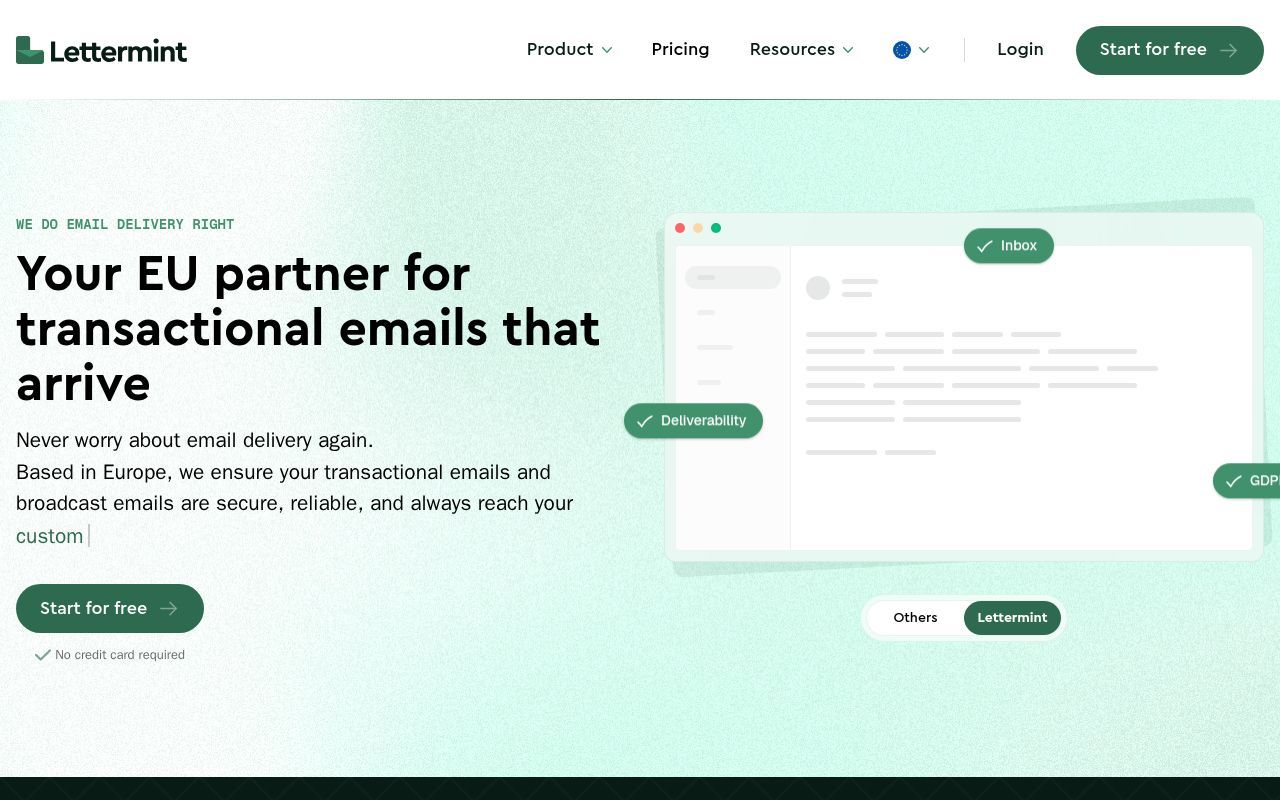 Homepage screenshot of lettermint.co