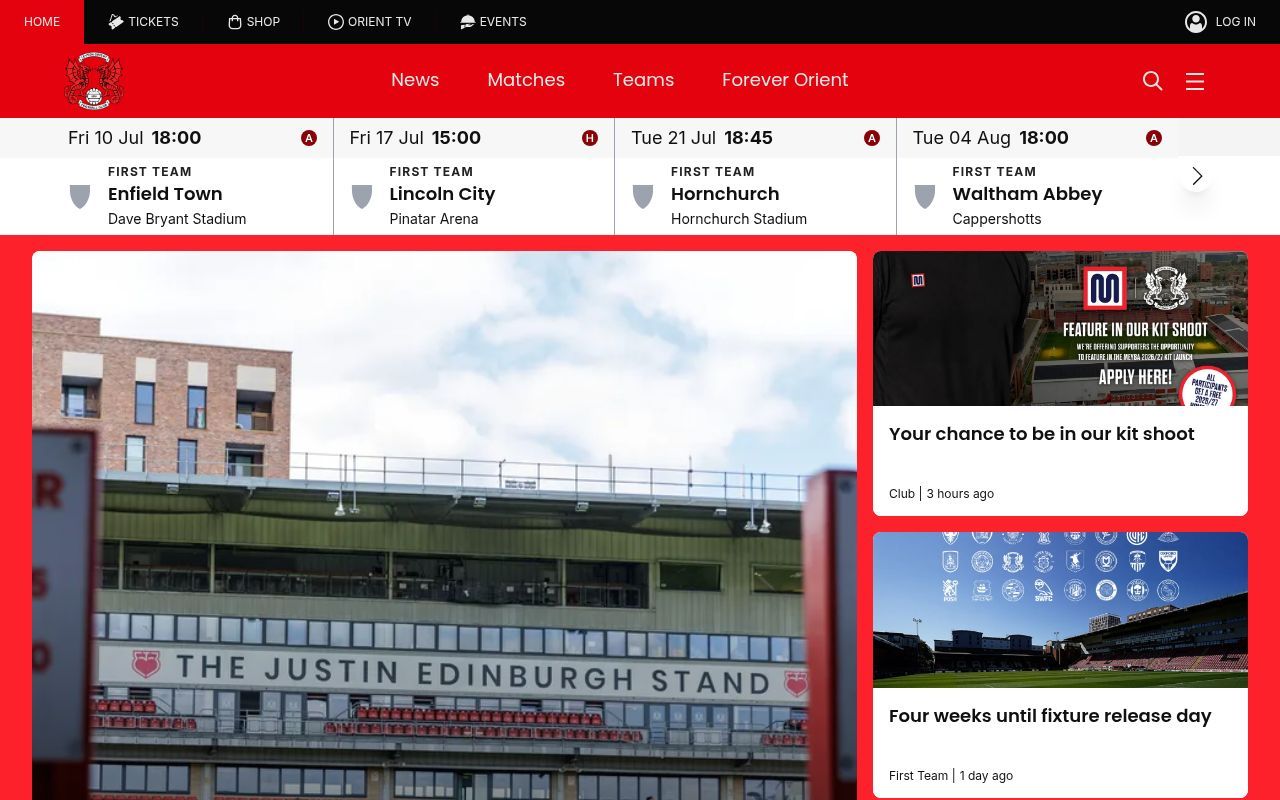 Homepage screenshot of leytonorient.com