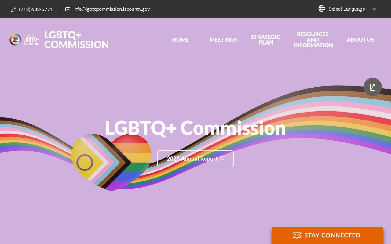 Homepage screenshot of lgbtq.lacounty.gov