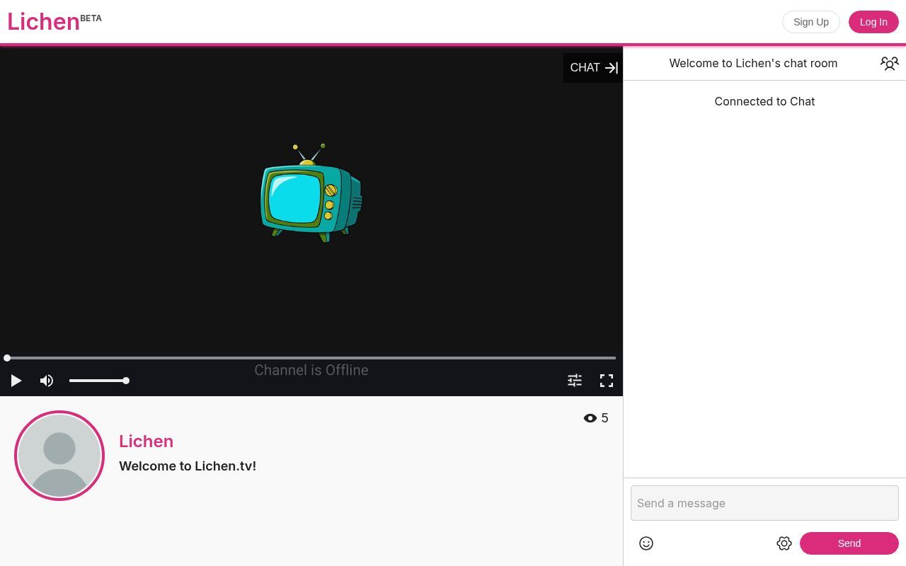 Homepage screenshot of lichen.tv