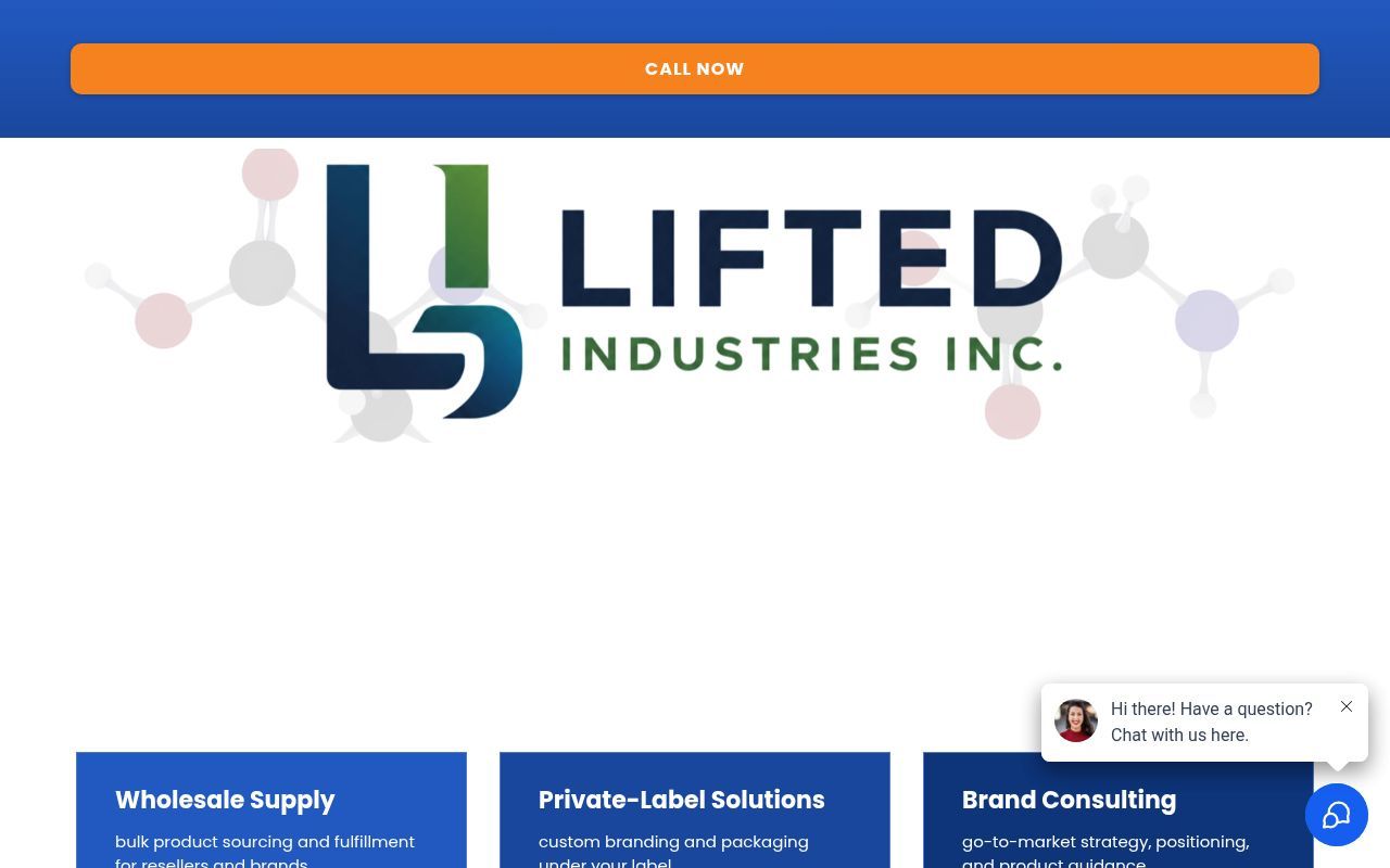 Homepage screenshot of liftedindustries.com