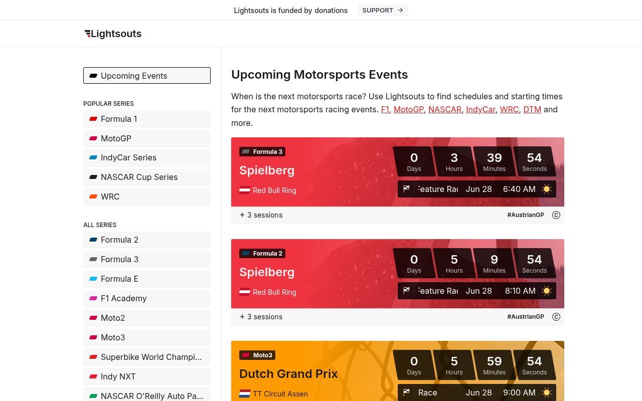 Homepage screenshot of lightsouts.com