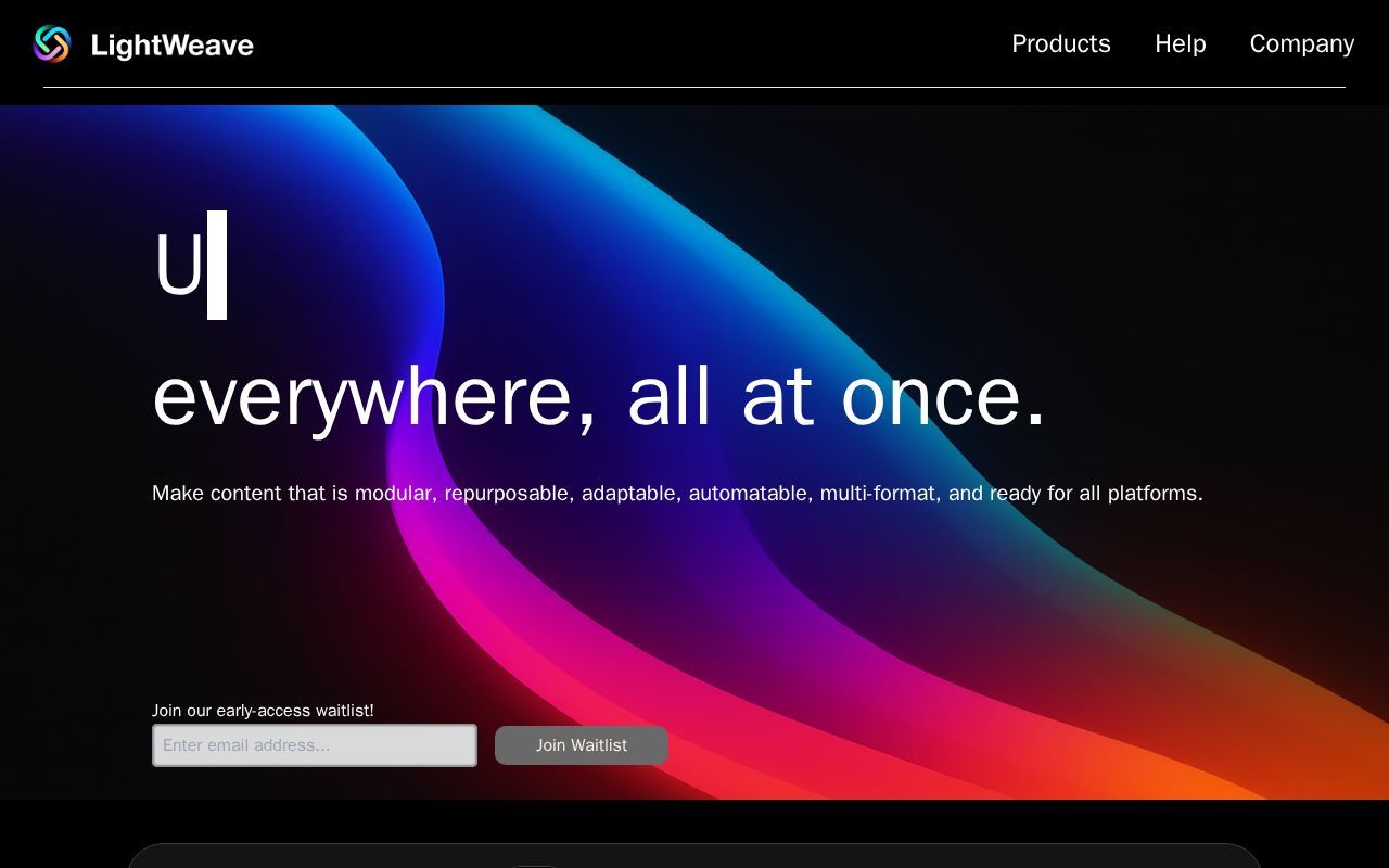 Homepage screenshot of lightweave.com