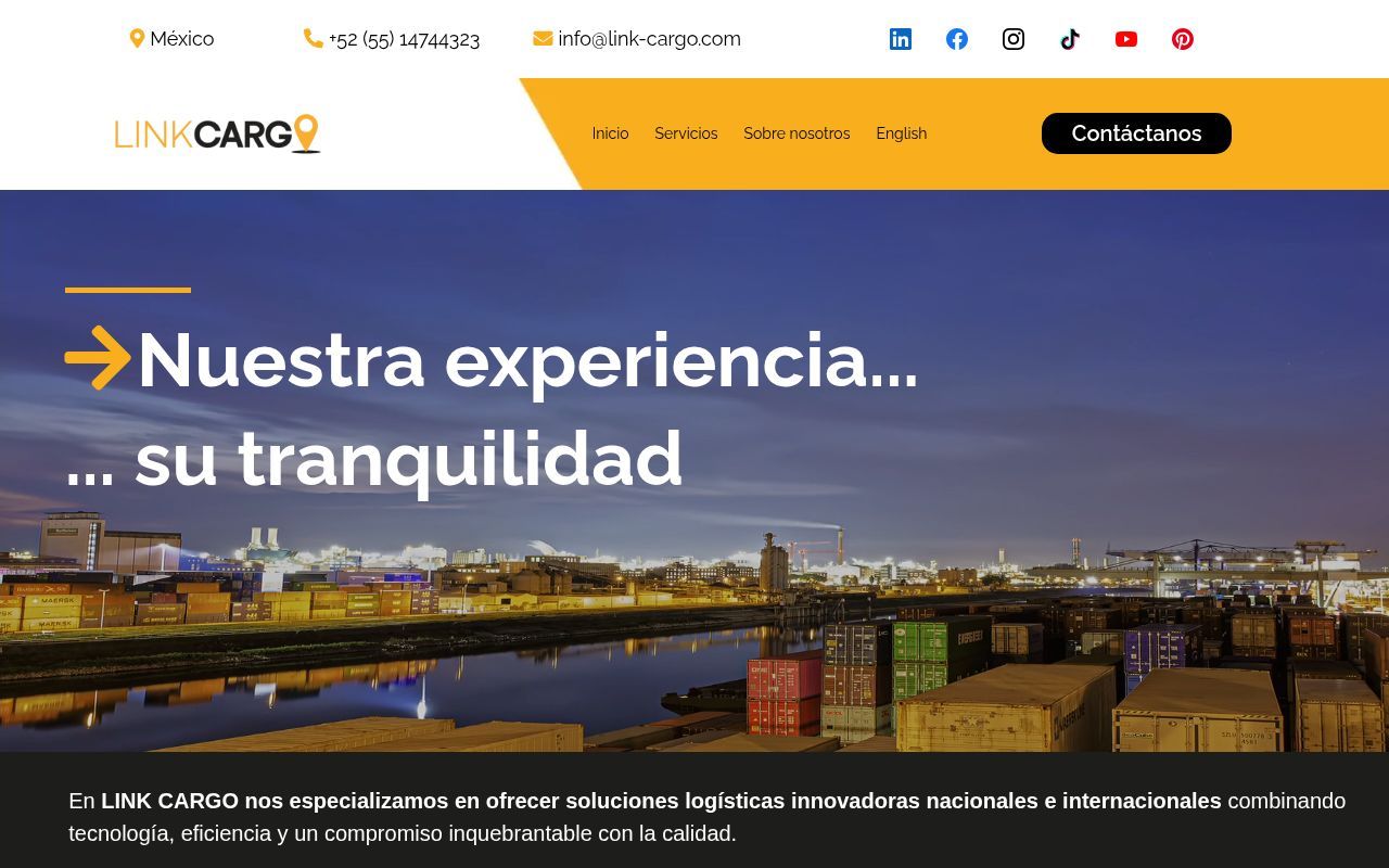 Homepage screenshot of link-cargo.com