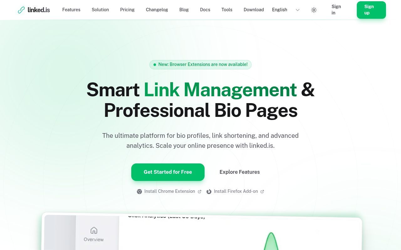 Homepage screenshot of linked.is