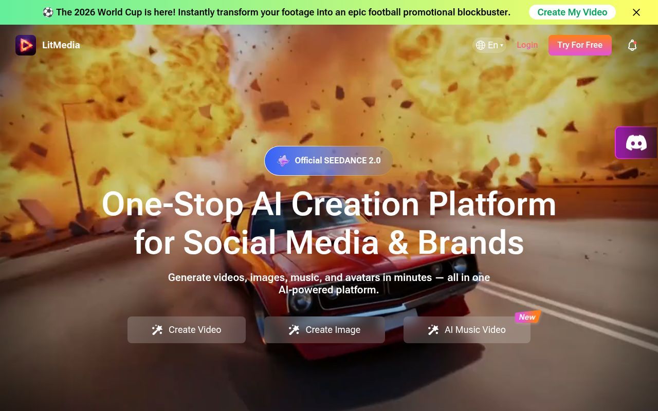 Homepage screenshot of litmedia.ai
