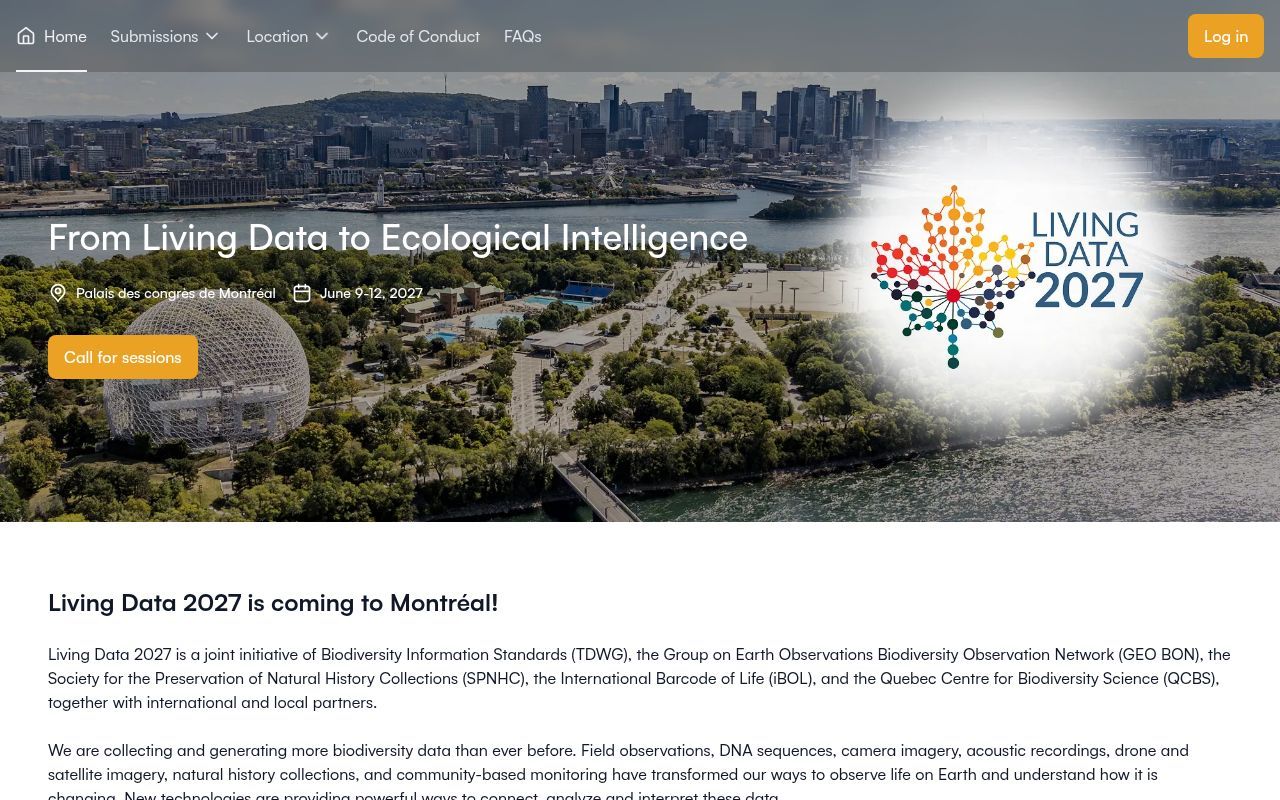 Homepage screenshot of livingdata2027.com