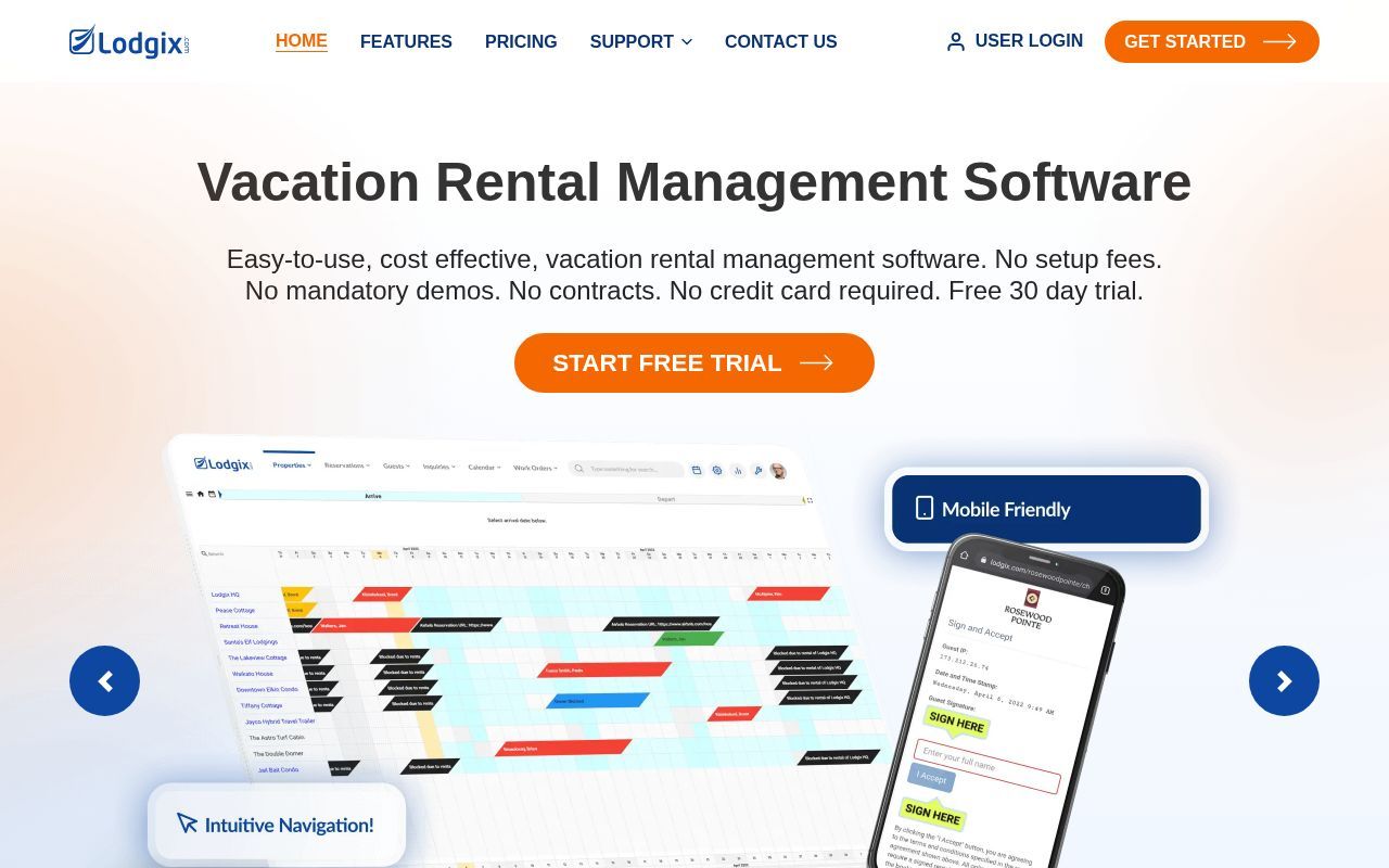 Homepage screenshot of lodgix.com