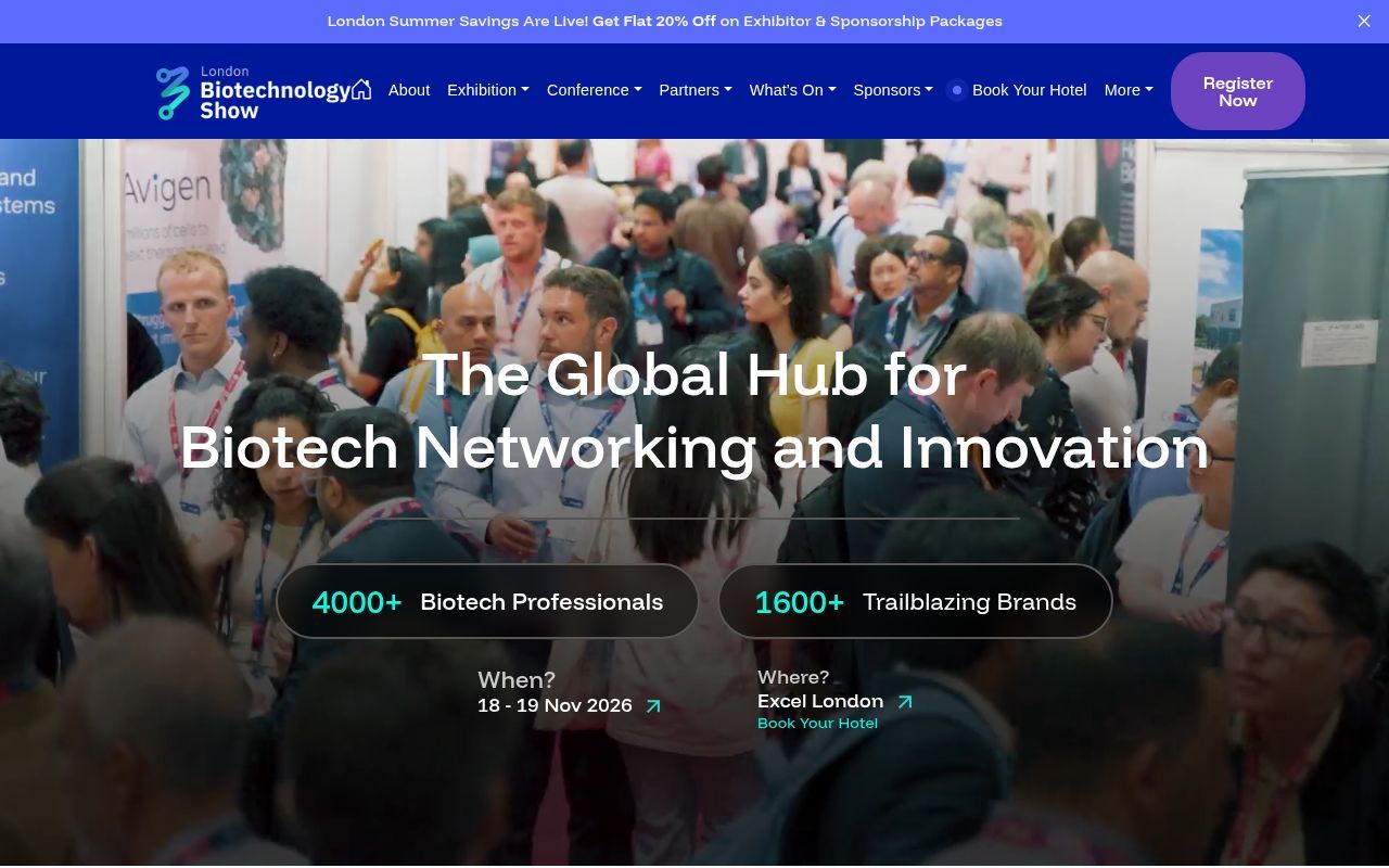Homepage screenshot of londonbiotechshow.com