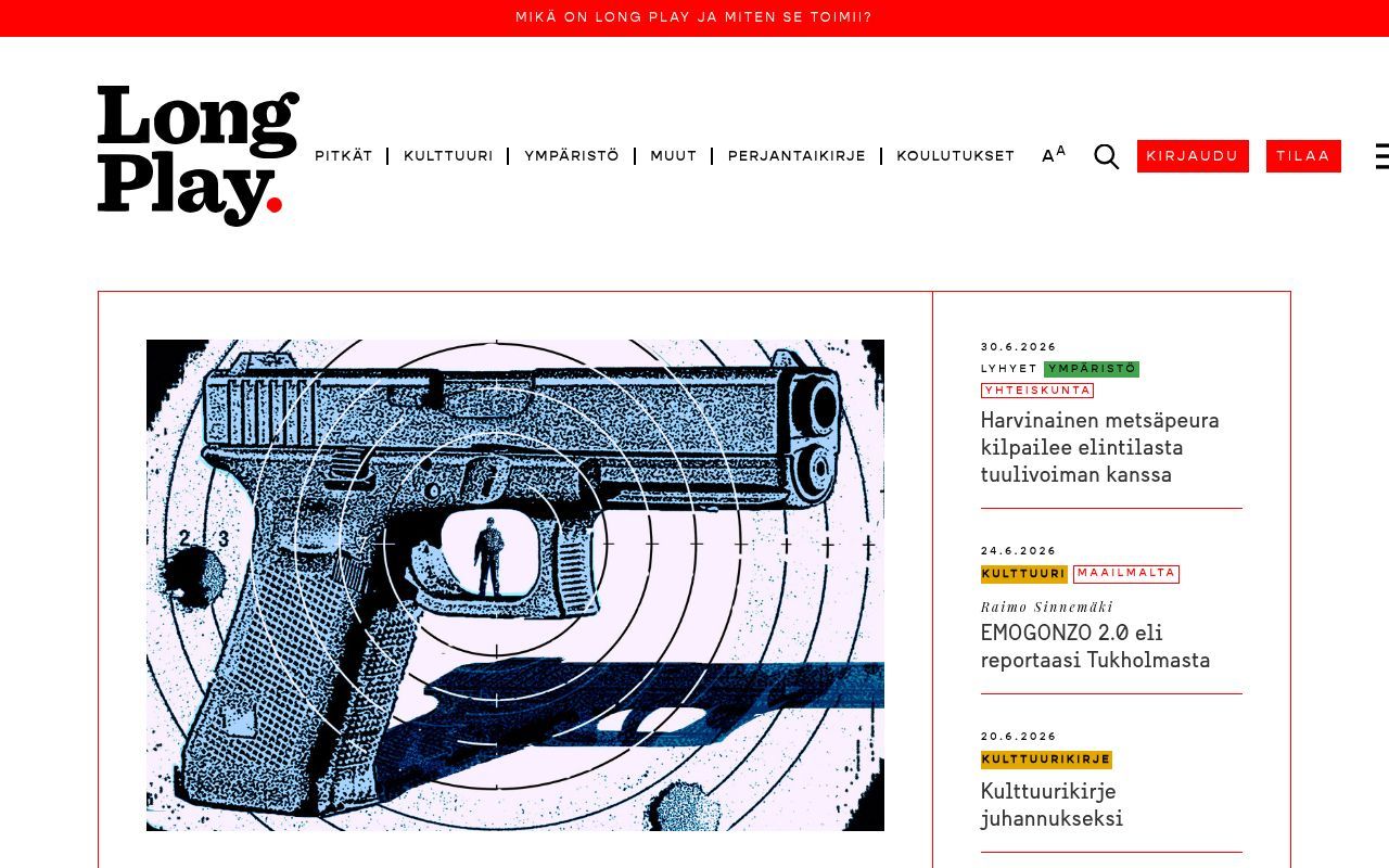 Homepage screenshot of longplay.fi