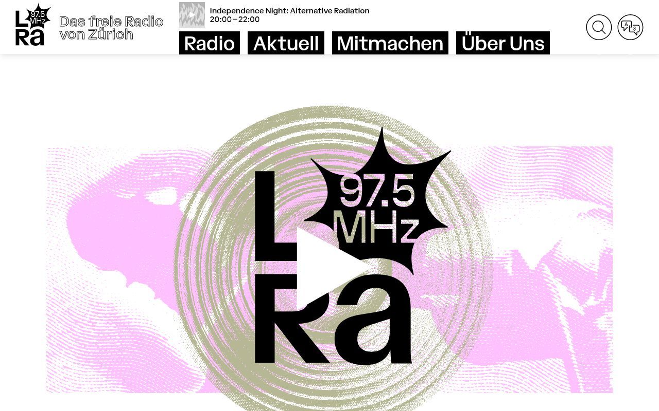 Homepage screenshot of lora.ch
