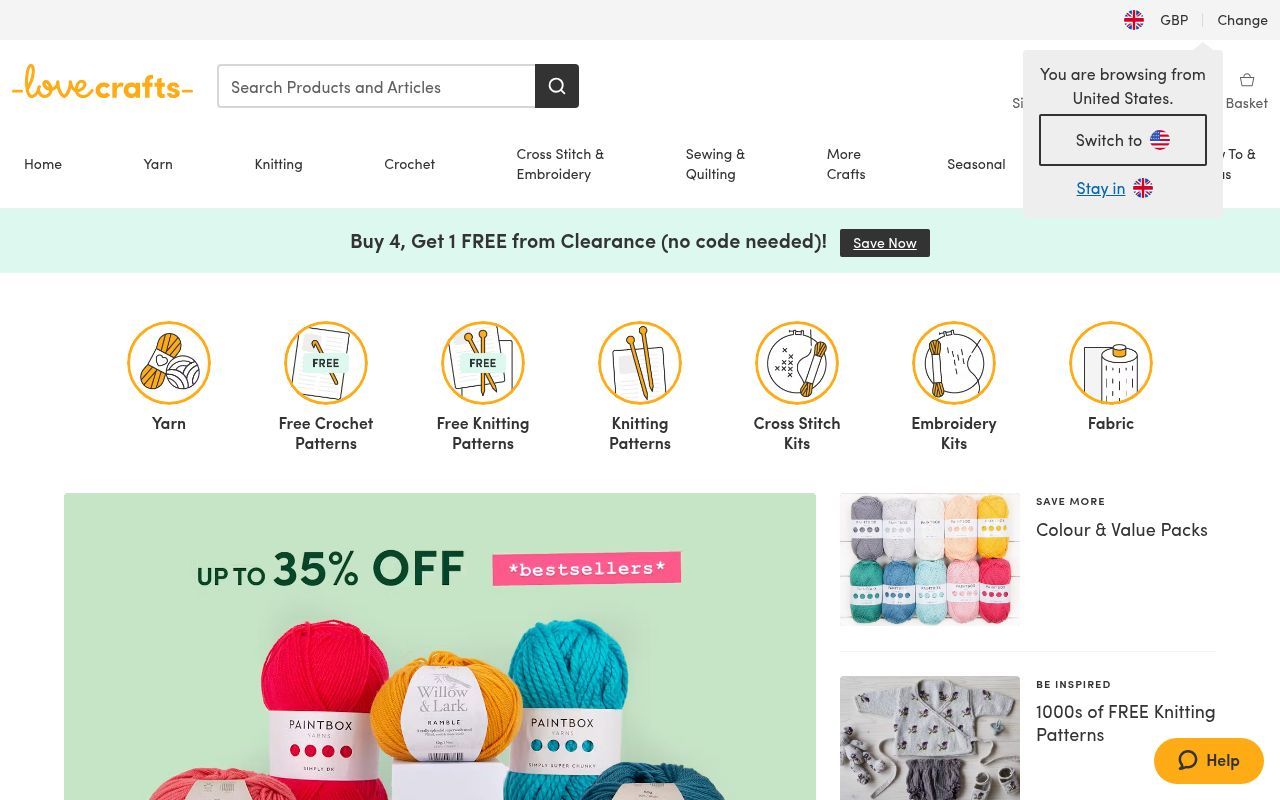Homepage screenshot of lovecrafts.com